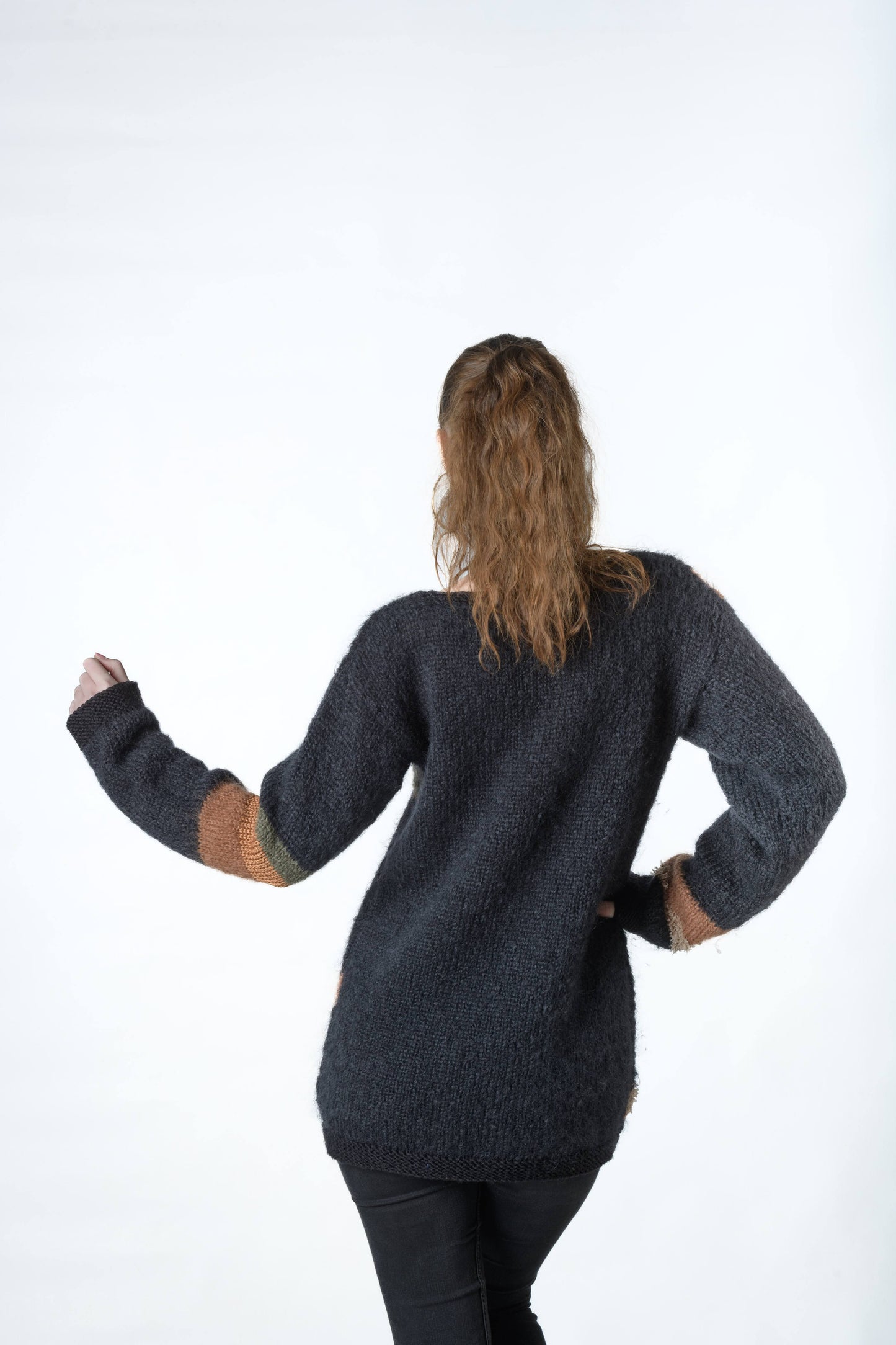 Black mohair sweater with swirls