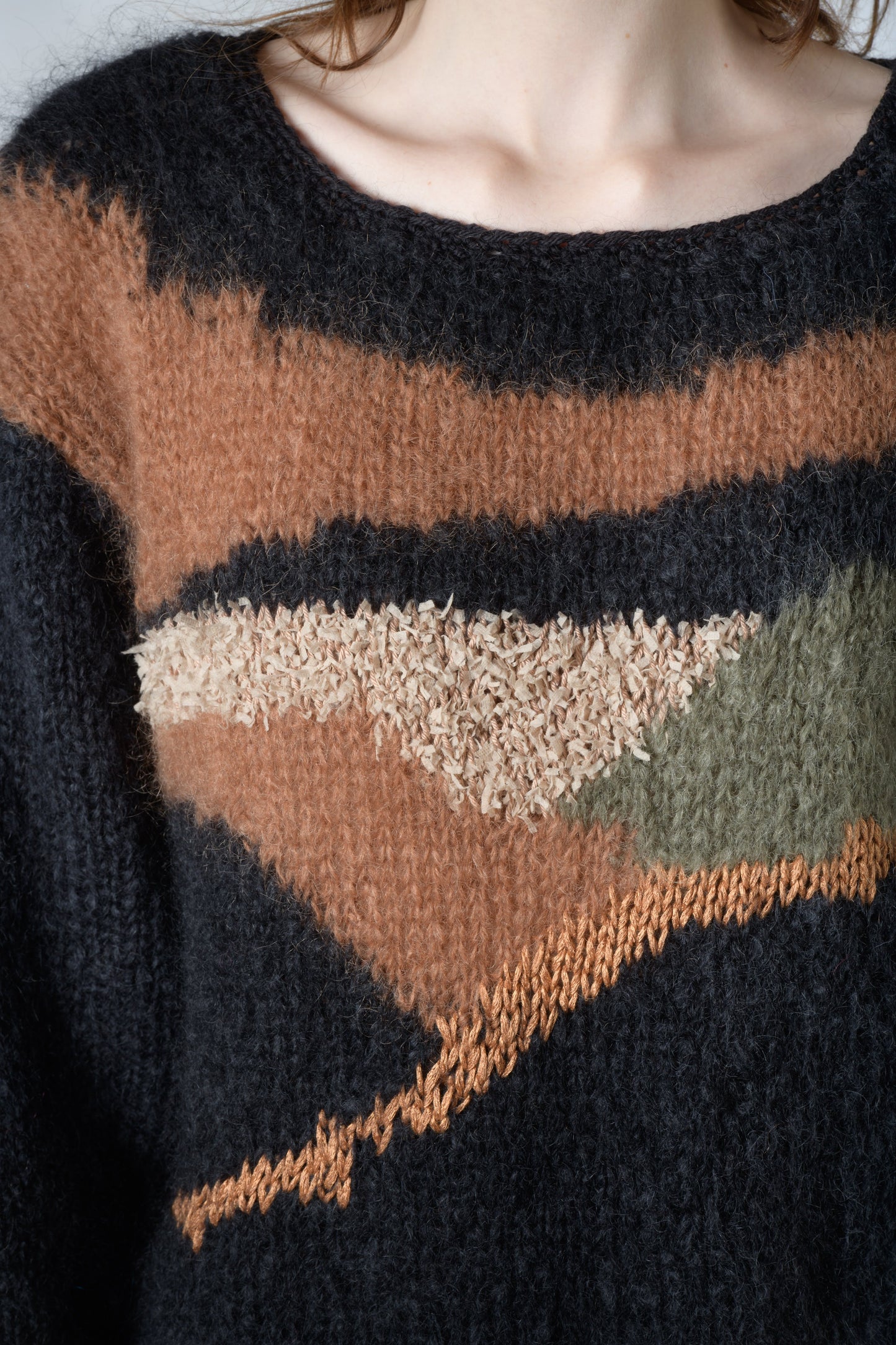 Black mohair sweater with swirls