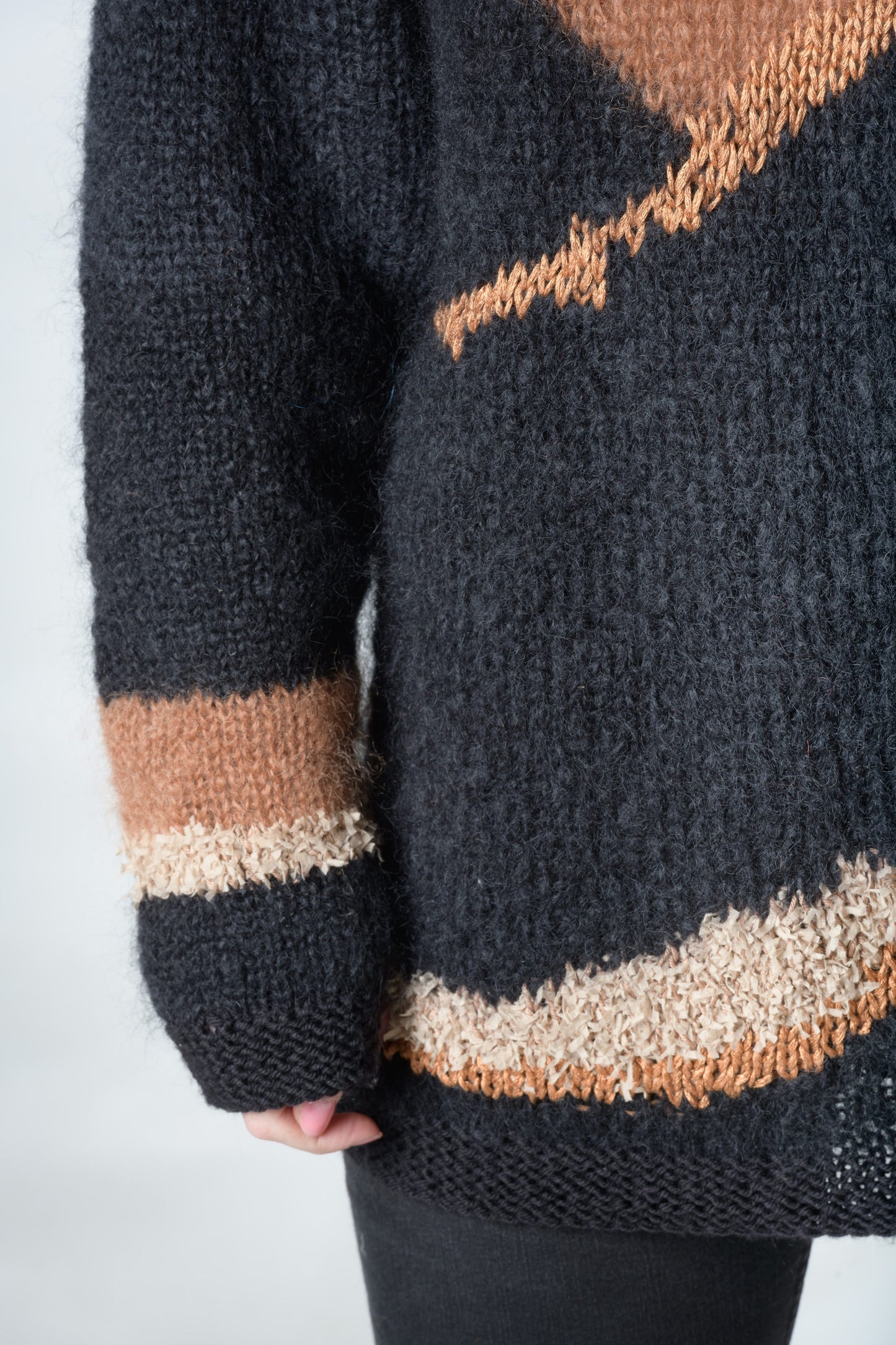 Black mohair sweater with swirls