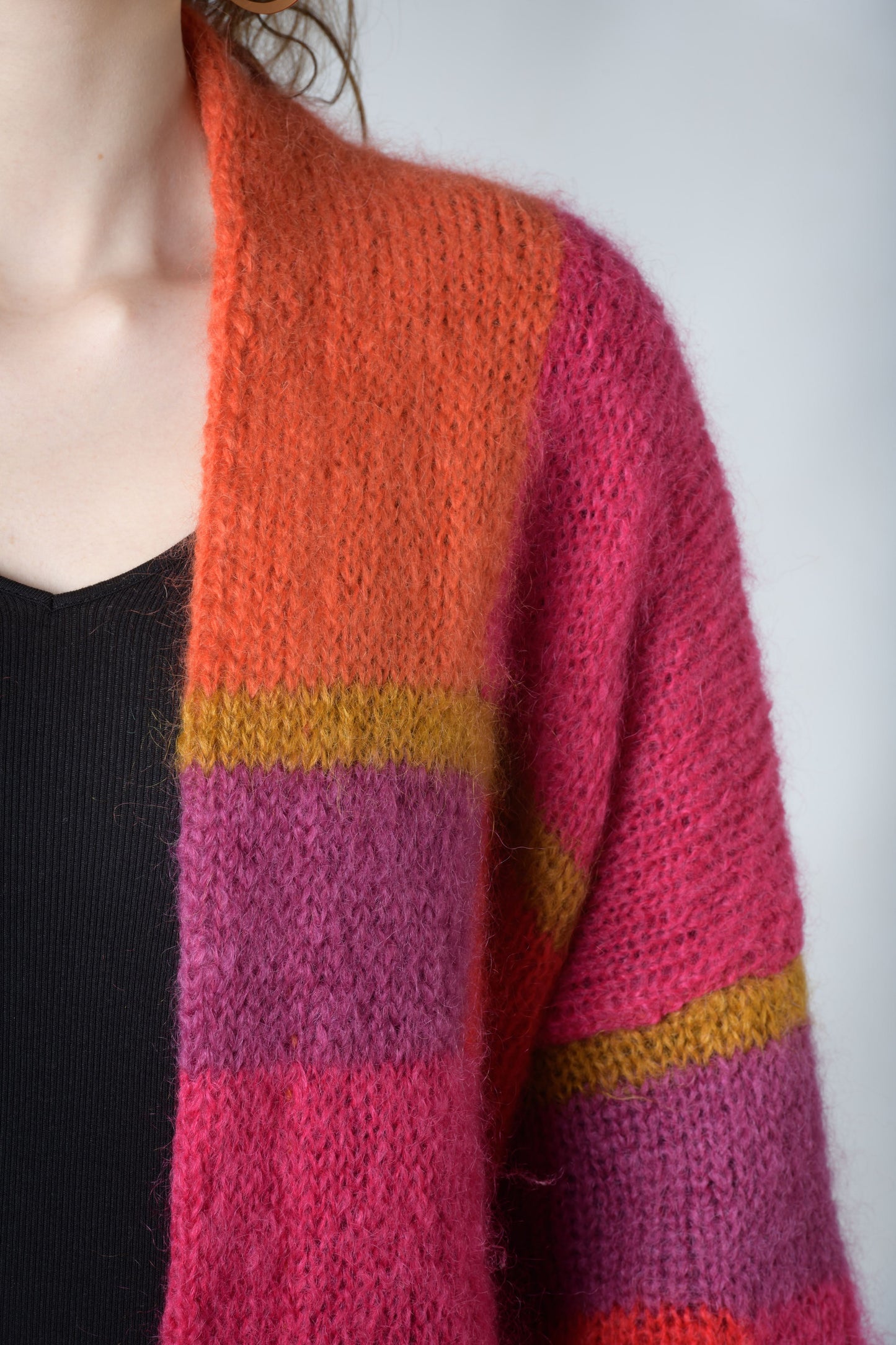 Bright pink mohair cardigan