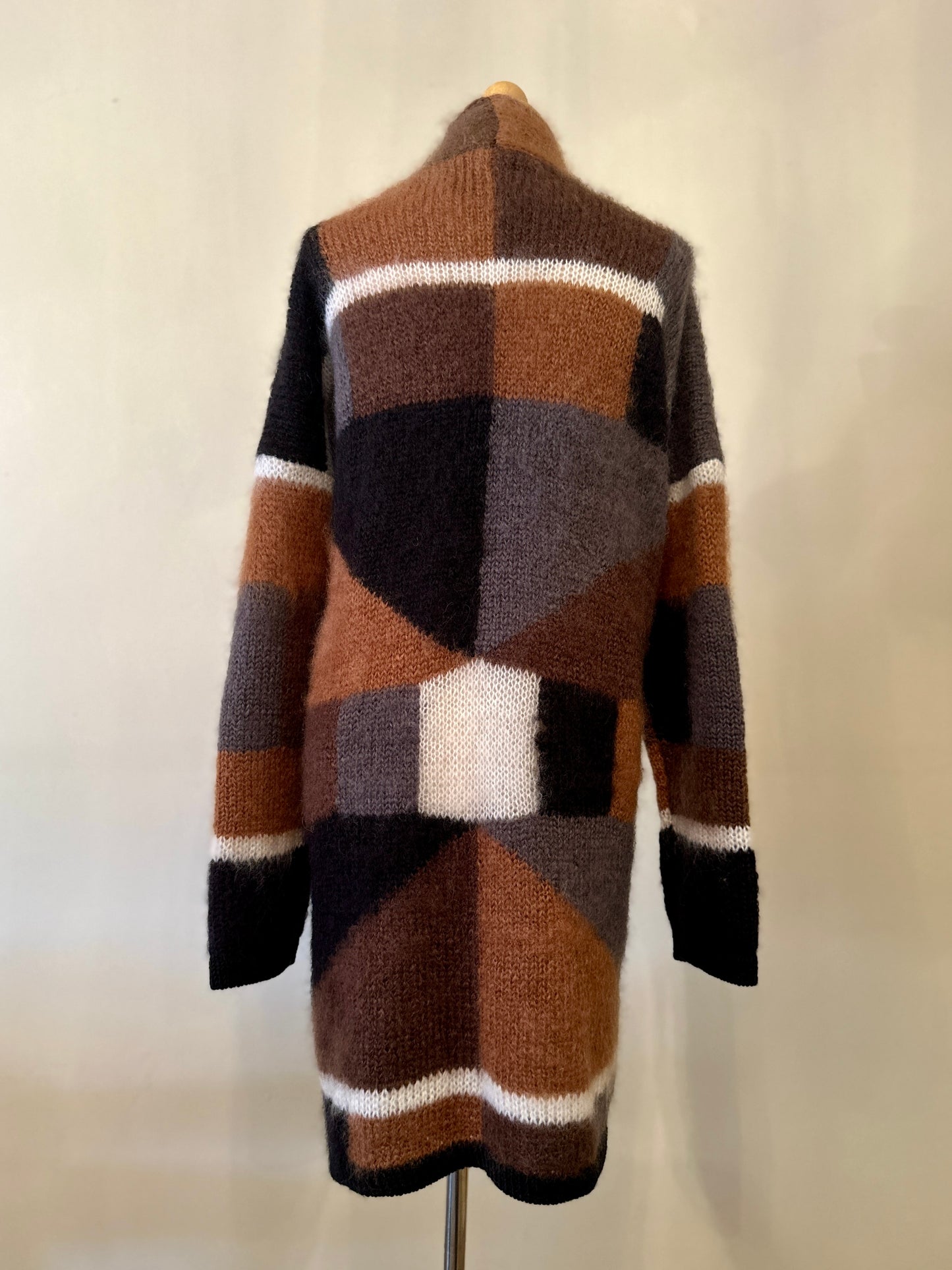 Rust, black and grey mohair cardigan