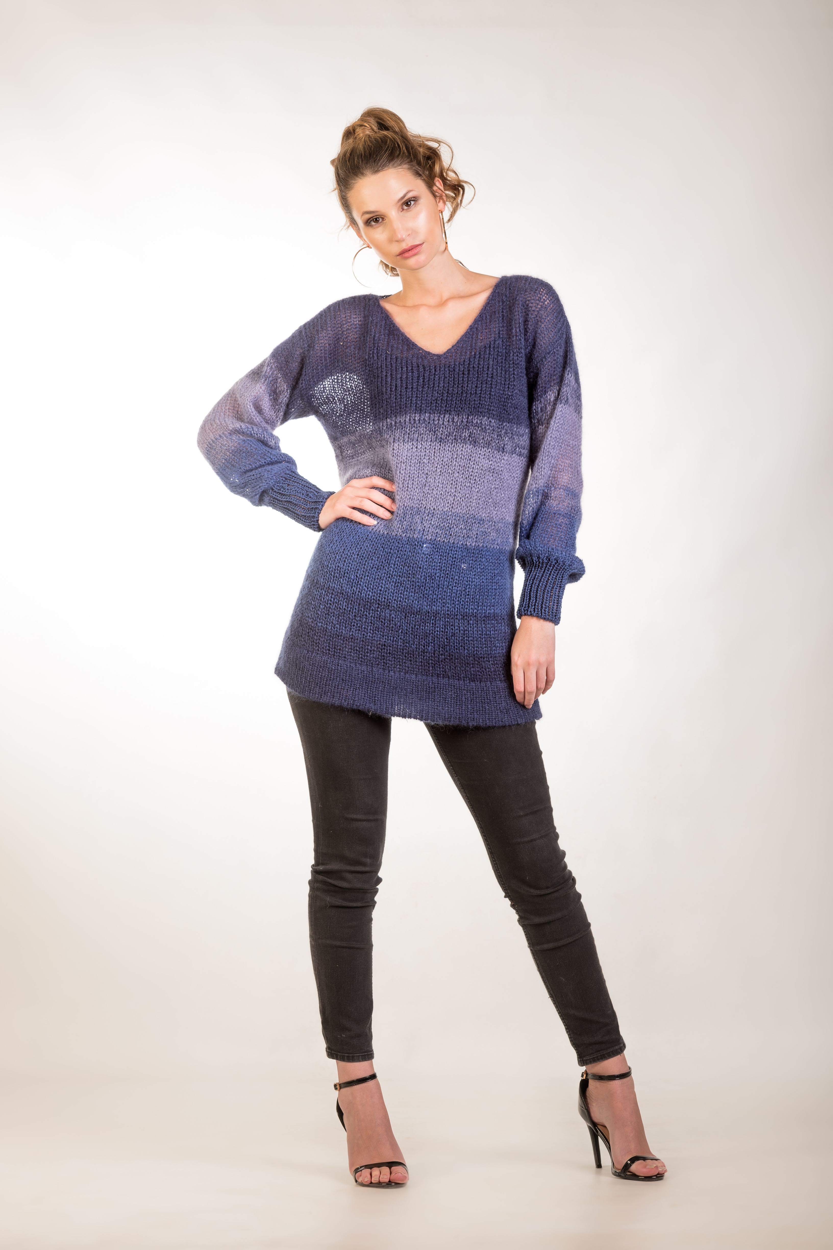 【希少】NKNIT blue mohair hoodie knit HOODED KNIT SWEATER WITH POCKET - Blue | ZARA United States