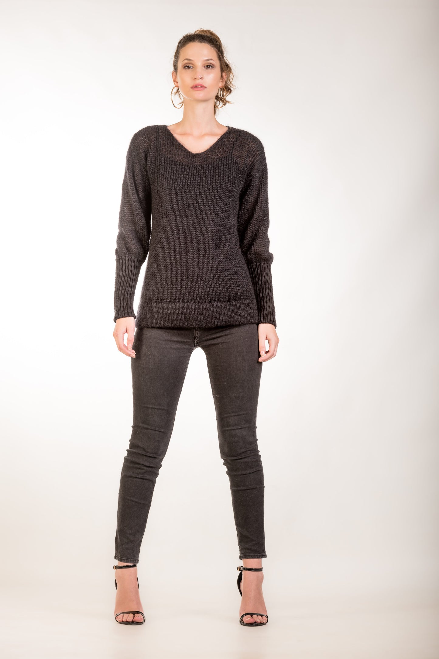 Black Mohair jumper with long cuffs