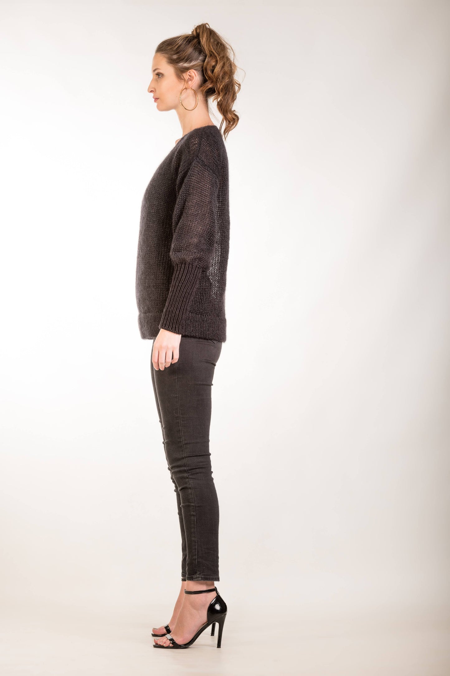 Black Mohair jumper with long cuffs