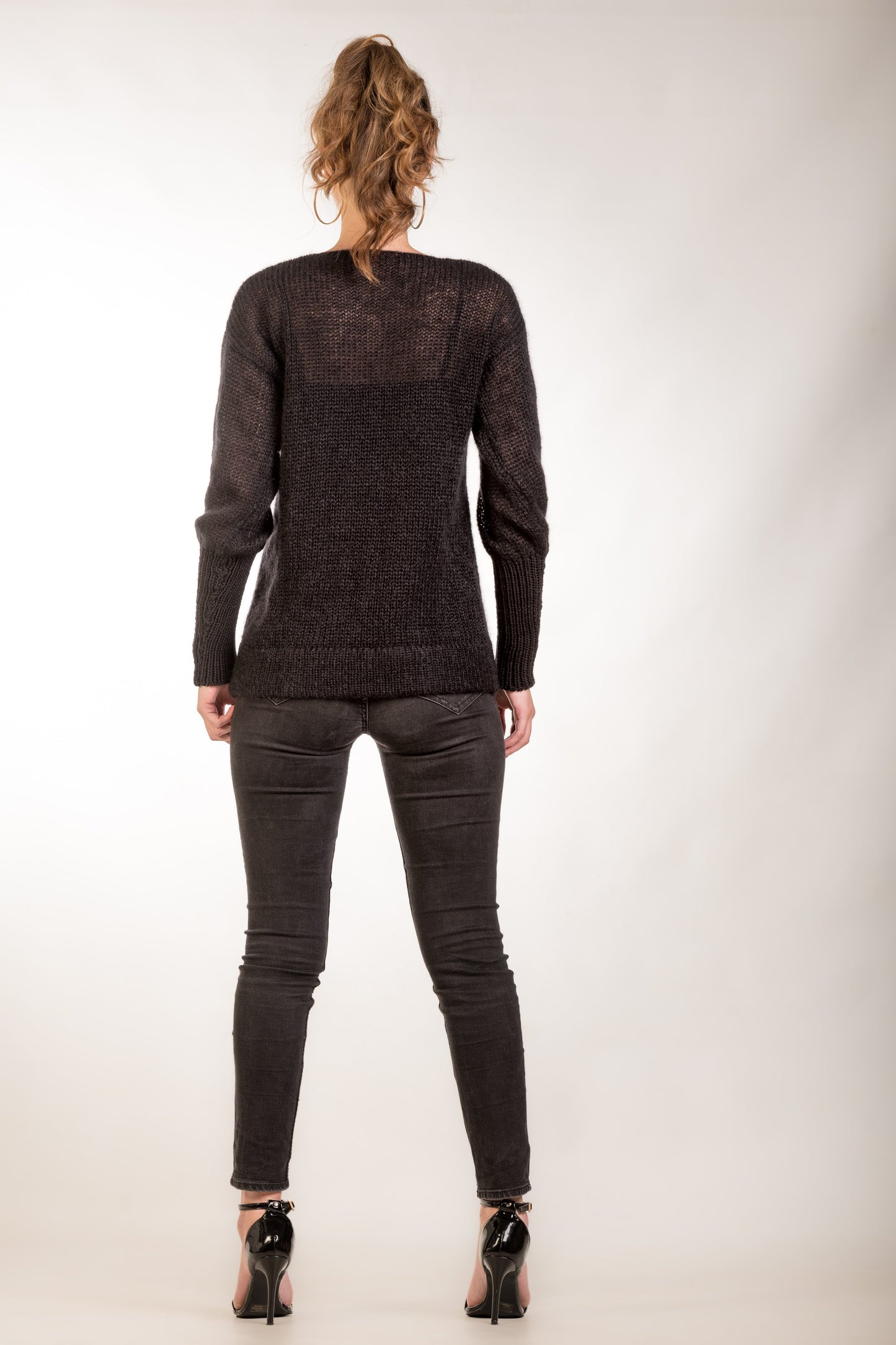 Black Mohair jumper with long cuffs