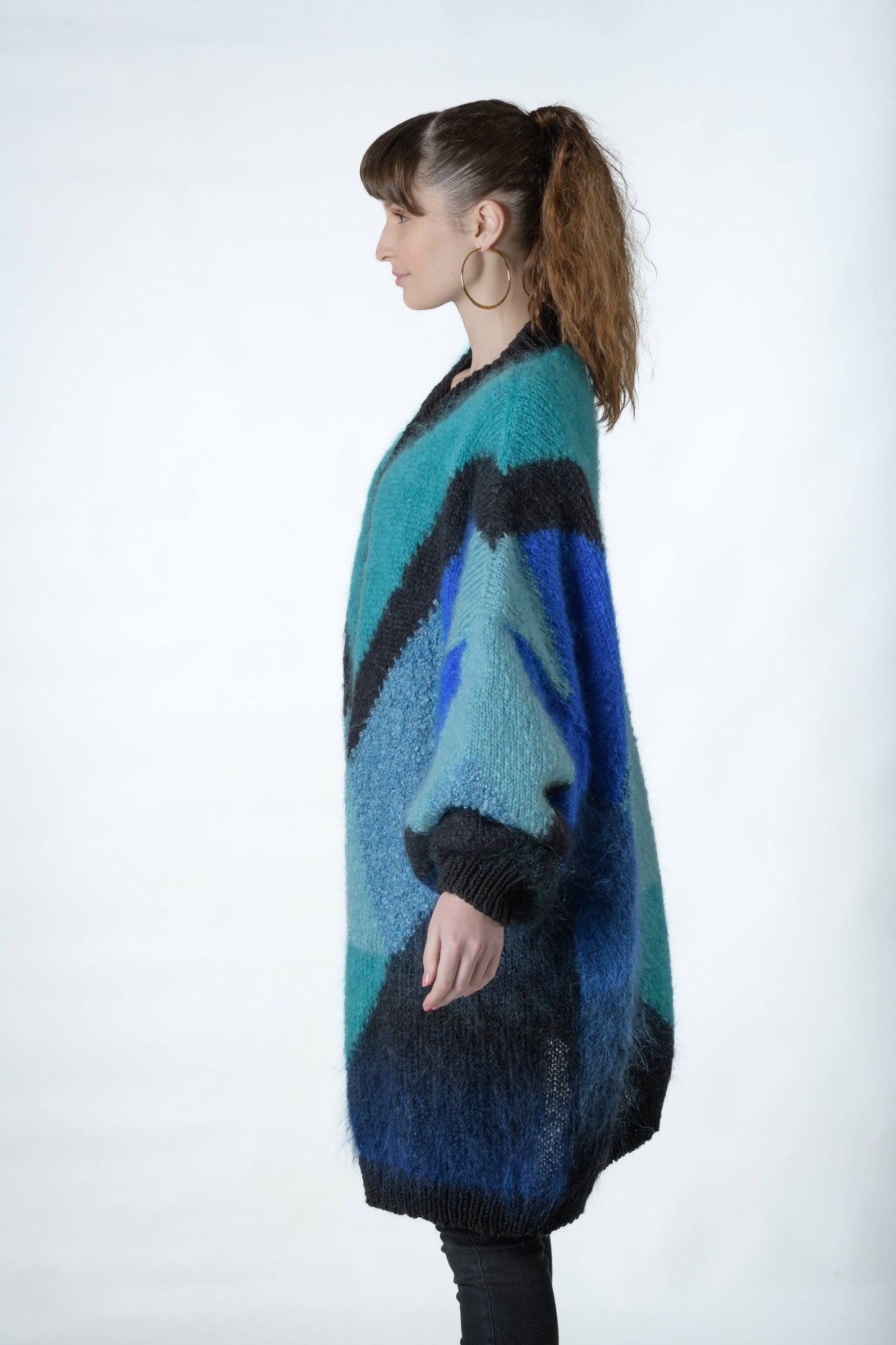 Black and blue mohair cardigan