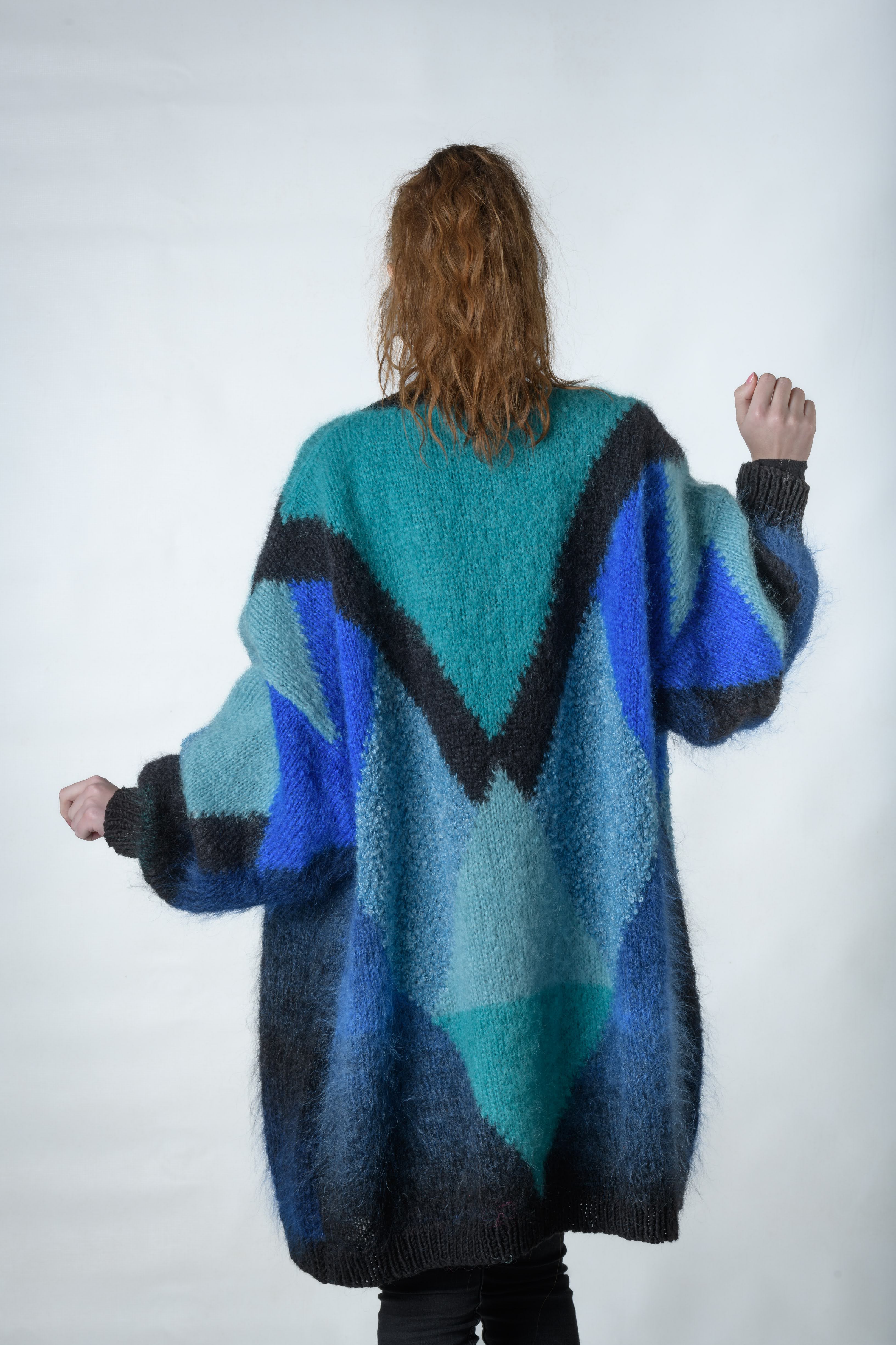 Black and blue mohair cardigan