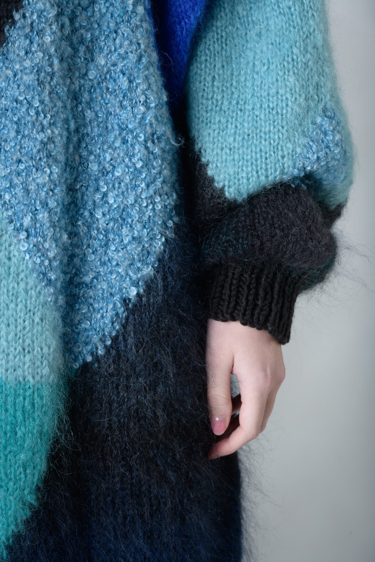 Black and blue mohair cardigan