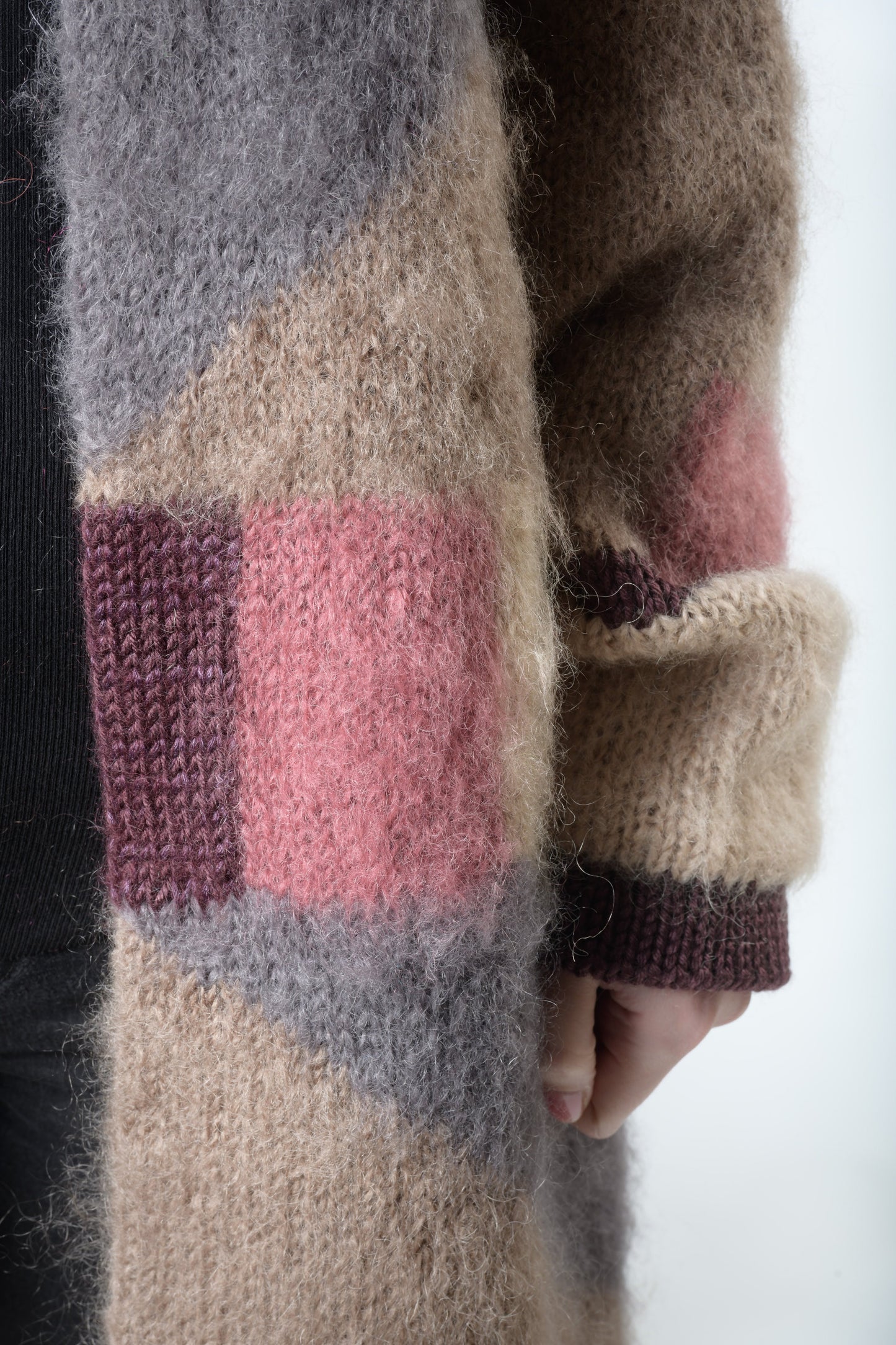Pink and brown mohair cardigan