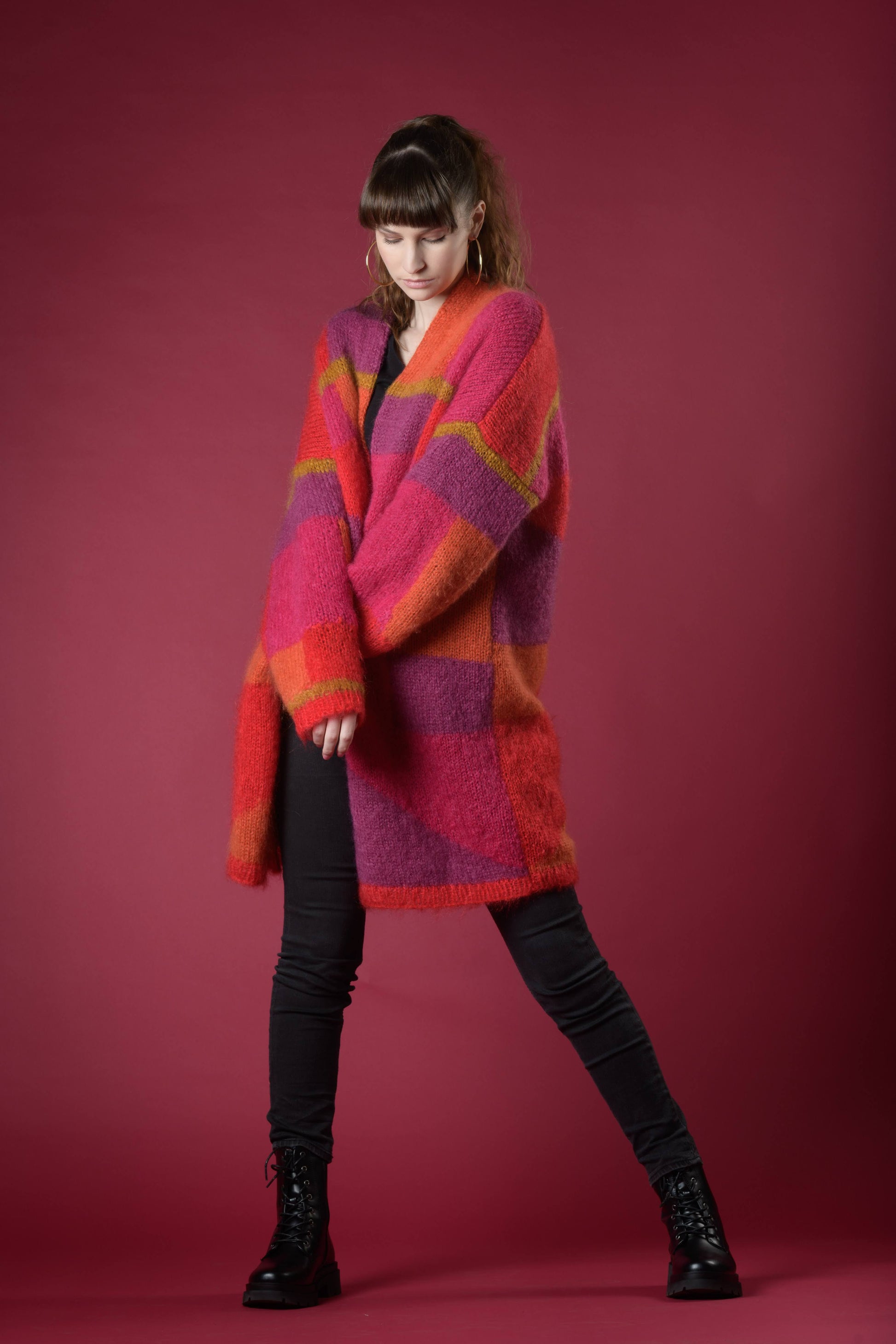Bright pink mohair cardigan – Lika Knitwear