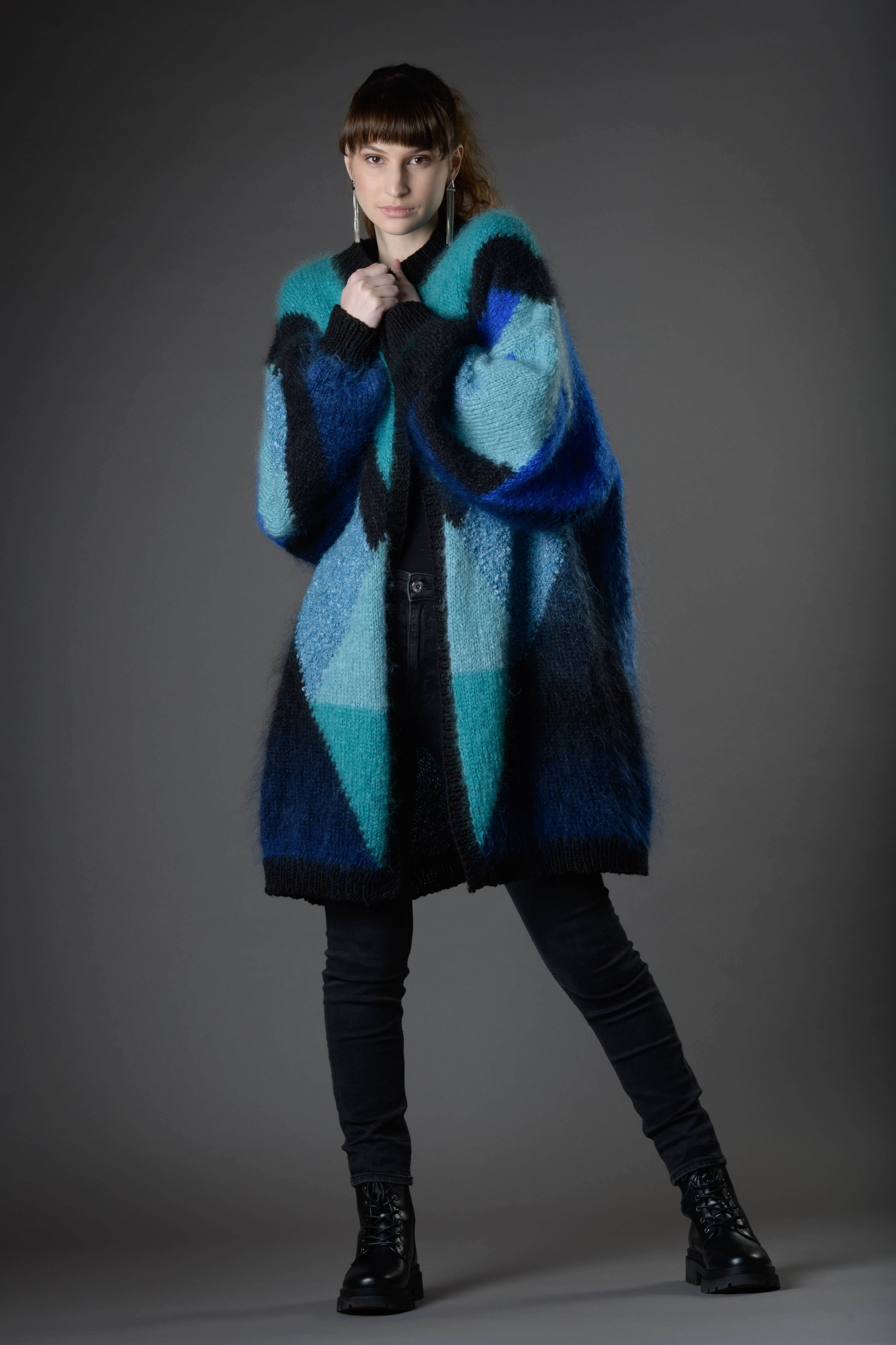 Black and blue mohair cardigan – Lika Knitwear