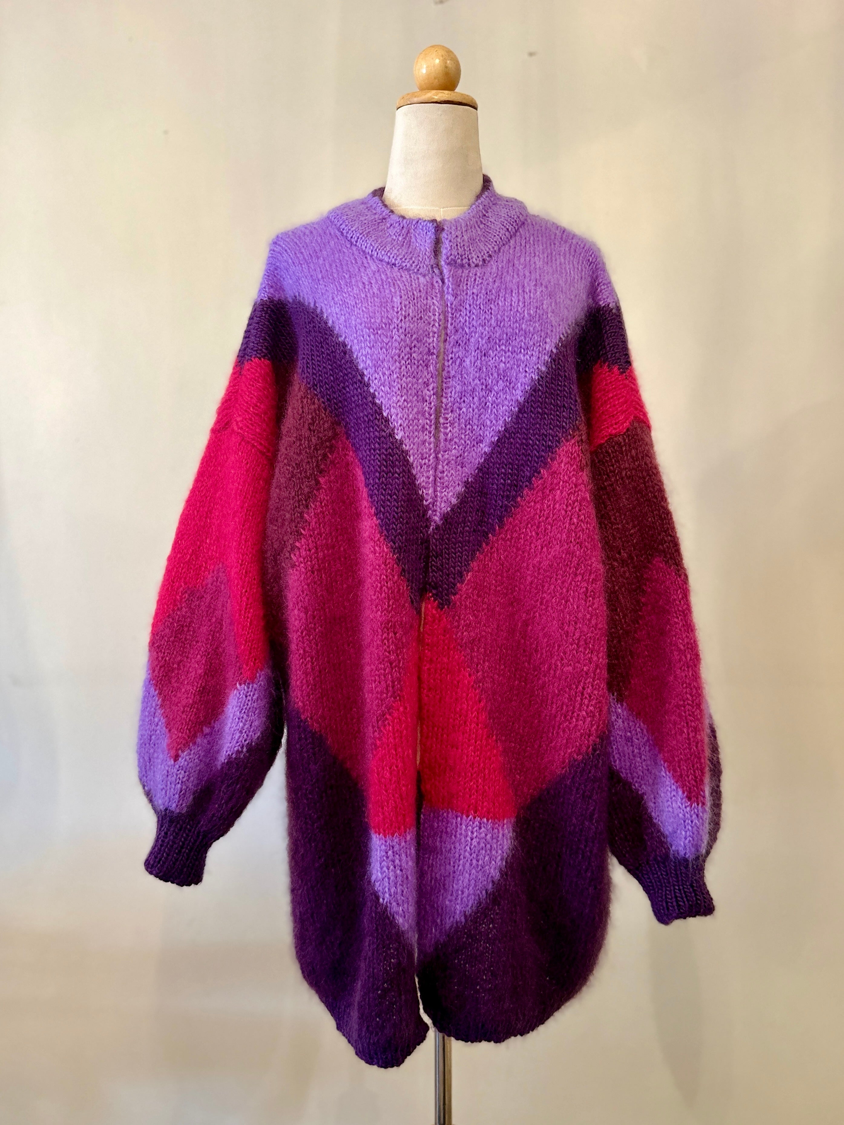 Lilac and cerice mohair cardigan