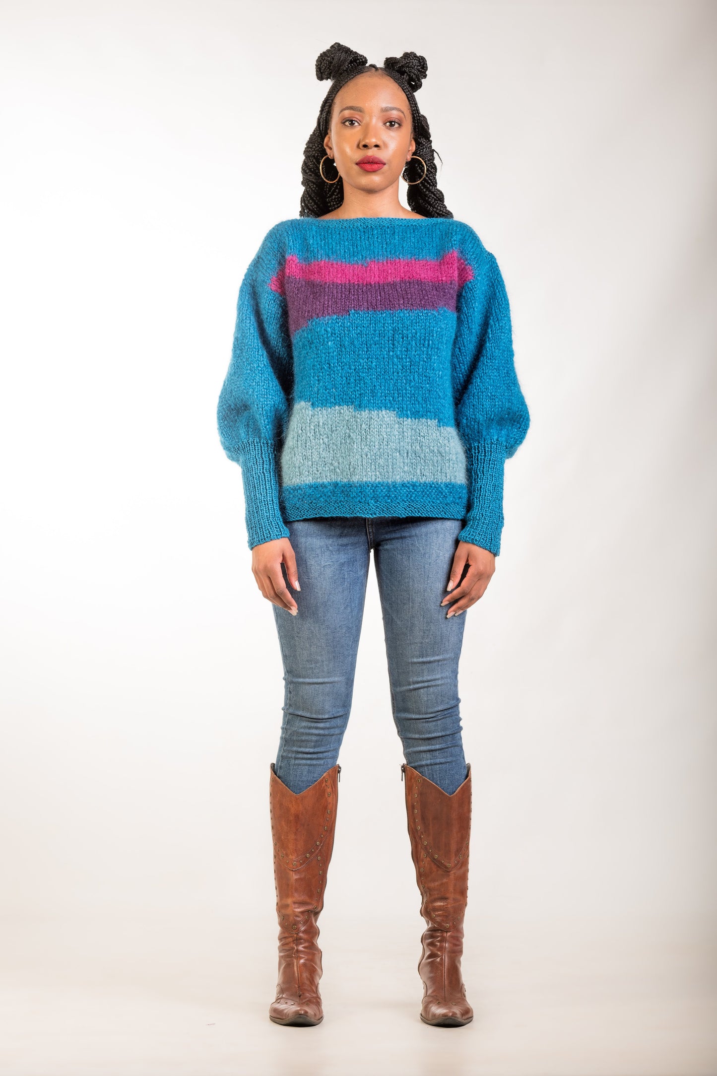 Mohair cropped sweater - Teal