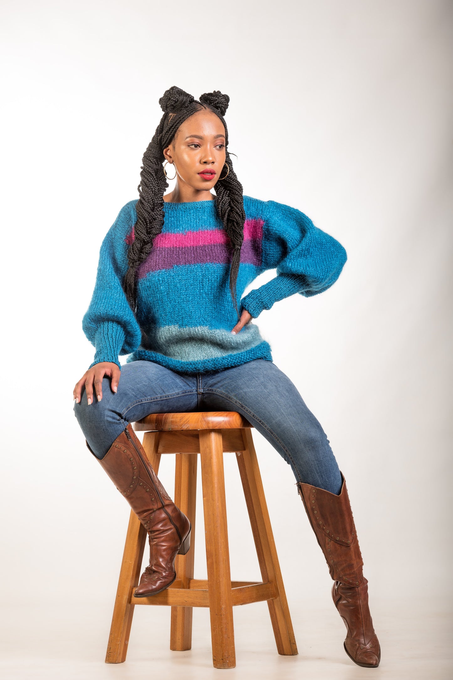 Mohair cropped sweater - Teal